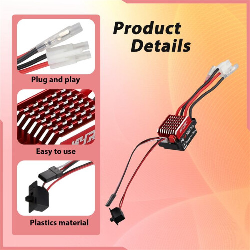 60A ESC RC Car ESC Brushed Electric Speed Controller 6V/2A BEC Replacement for 1/10 RC Car,for -Plug 1