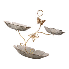 Gold Edges Glass Dessert Plates Set-Gold butterfly iron frame