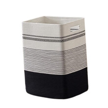 Elegant Cotton Braided Laundry Bin For Clothing-Black and white