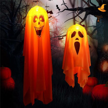 Fabric Halloween Decoration Lights, Outdoor Scene Layout Props, Horror LED Flashing Lights Orange Horror Scream