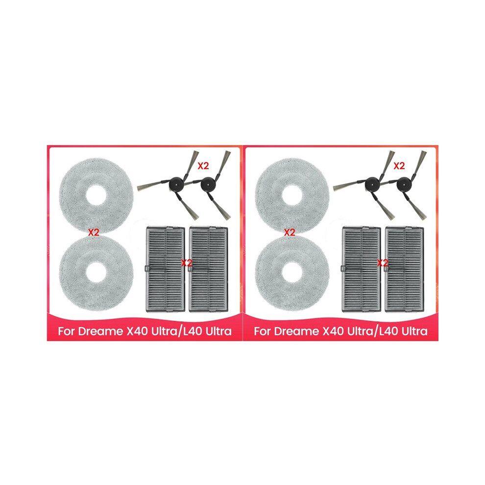 4X For X40 Ultra/L40 Ultra Robot Vacuum Cleaner Side Brush Hepa Filter Mop Cloth Accessories 6031176195232