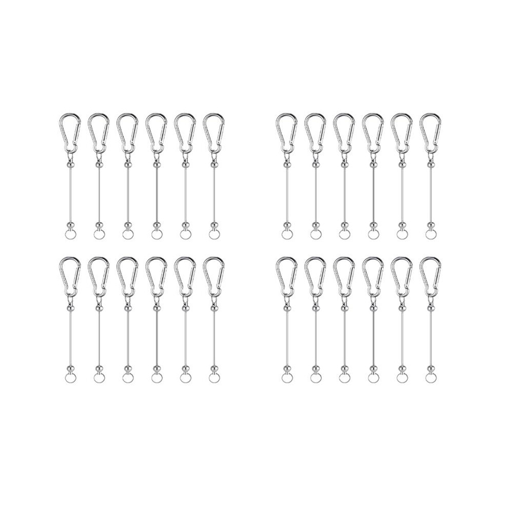 24Pcs Beadable Keychain Bars Silver Bead Keychain Bulk Diy Blank Keychain Bar For Bead Snap Hook Keychain For Making Diy 4711164522005