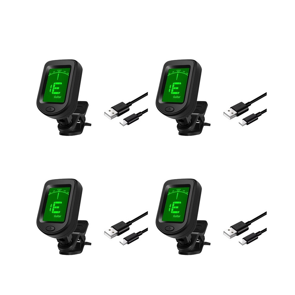 4X Rechargeable Guitar Tuner Clip Electronic Tuner For Guitar Bass Ukulele Violin Mandolin Banjo For All Instruments 6033061073168