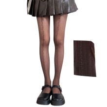 Collants en maille transparente à motifs de dentelle-Brun