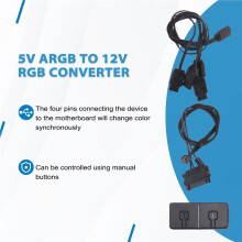 5V 3Pin ARGB to 12V 4 Pin RGB Converter 5V/3pin ADD-RGB to 12V/4PIN Adapter Sync with Motherboard 5V 3pin Controller