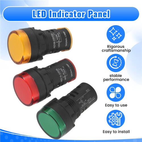 Red, yellow-green light lamp 22 mm LED  display panel AC 220 V 3 pcs 1