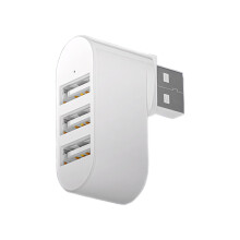 Adaptateur Hub USB2.0 3 en 1 sans fil rotatif Ă 180-Blanc