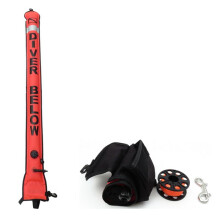 Diving Surface Buoy Set High Visibility Inflatable Scuba Signal Tube with Diving Spool Reel and Clip