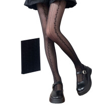 Women Elegant Striped Floral Lace Patterned Jacquard-Black