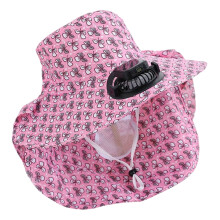 Solar Power Cooling Fan Hat With Adjustable Size And-Pink
