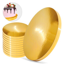 Kagebrætbund Guld 26 cm 2 cm Sæt 10 stk. Kagetromle Rund Premium Brand4Cake