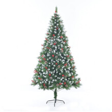 Sapin de Noël enneigé avec pommes de pin StarryLights 210 cm x 128 cm - luxueux, dense et naturel