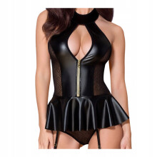Abito in lattice nero, mini slip, reggicalze, lingerie erotica