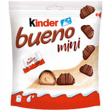 Kinder Bueno Mini Wafer i mælkechokolade fyldt med mælke- og nøddefyld 108 g
