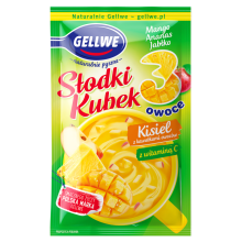 Gellwe Słodki Kubek 3 frugter Gelé med frugtstykker mango ananas æble 30 g