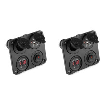 2X CC 12 V-24 V Coche Enchufe Dual USB Cargador Voltímetro Panel de Interruptor para Vehículo Coche Motor Casa