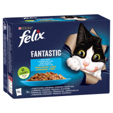 Felix Fantastic -kissanruoka kalanmakuisilla täytteillä hyytelössä 1,02 kg (12 x 85 g)