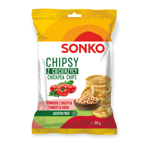 Sonko kikærtechips med tomat- og basilikumsmag 60 g