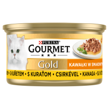 Gourmet Gold Kissanruokapaloja maukkaassa kastikkeessa kanan kera 85 g