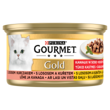 Gourmet Gold -kissanruoka lohta ja kanaa tomaattikastikkeessa 85 g