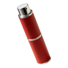 Practical Leather Perfume Atomizer Refillable Bottle For-Red