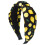 Colorful Fabric Knotted Hairband With Fruit Pattern Wide-Black 1