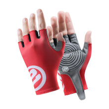 1 paar fietshandschoenen ademend nylon met zonbescherming-Rode L