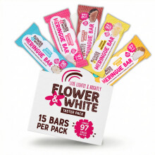 Flower & White Meringue Bar Taster Pack (Pack of 15) - Under 100 Calories Per Bar - Natural Ingredients - Vegetarian & Gluten Free