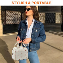 Insulated Lunch Bag, Upgraded Strong Handle, Fashion Cute Corduroy Lunch Tote Bags for Women Men, Cooler for Work Picnic