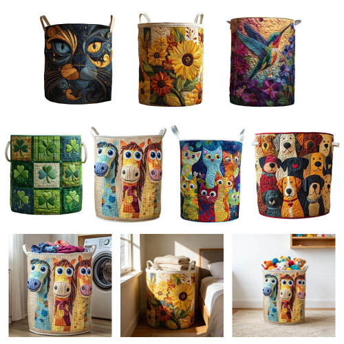 Textured Storage Container For Laundry Room Or Bedside Use-D 2