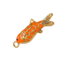 Colorful Oil Drip Fish Pendant Charm For DIY Jewelry-Orange