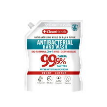 CLEAN HANDS Antibakteriel sæbe BIO 99,9% Peony & Bomuld refill 1000 ml