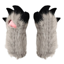 Cats Paws Handschoenen met klauw Cosplay Animal Paws-Grijs zwart