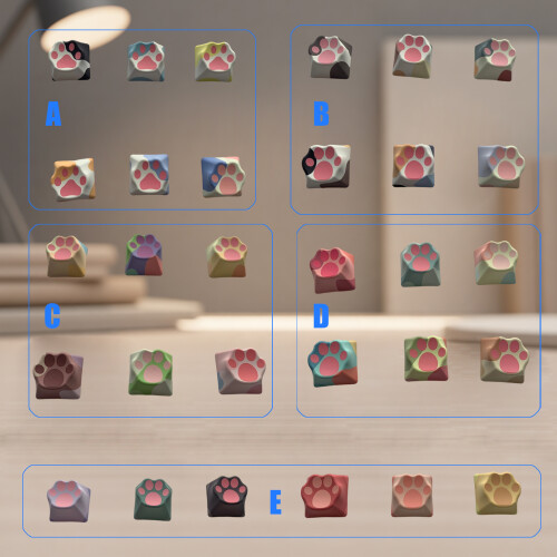 Leuke PBT Dye Sublimations Keycaps Cats-Een kattenpoot gemengd 2