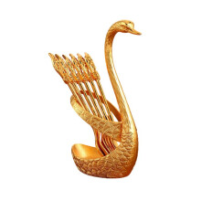 Set van 6 elegante metalen lepels met dierenhouder voor het-Goud