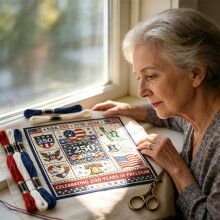 Independence Day Theme Embroidery Set with Stitching Hoop