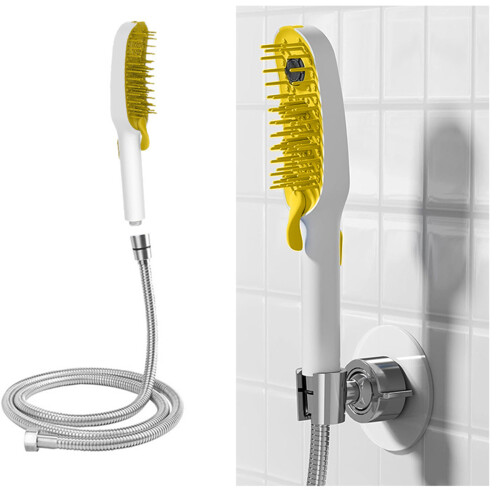 ABS Pet Washing Attachment With Massage-Yellowish white 2