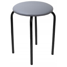 Tabouret de salle Ă manger en similicuir gris avec pieds noirs de Furnitex