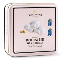 Chrisanthidis Traditional Greek Kourabie 450 g – Almond Shortbread Butter Cookies with Icing Sugar