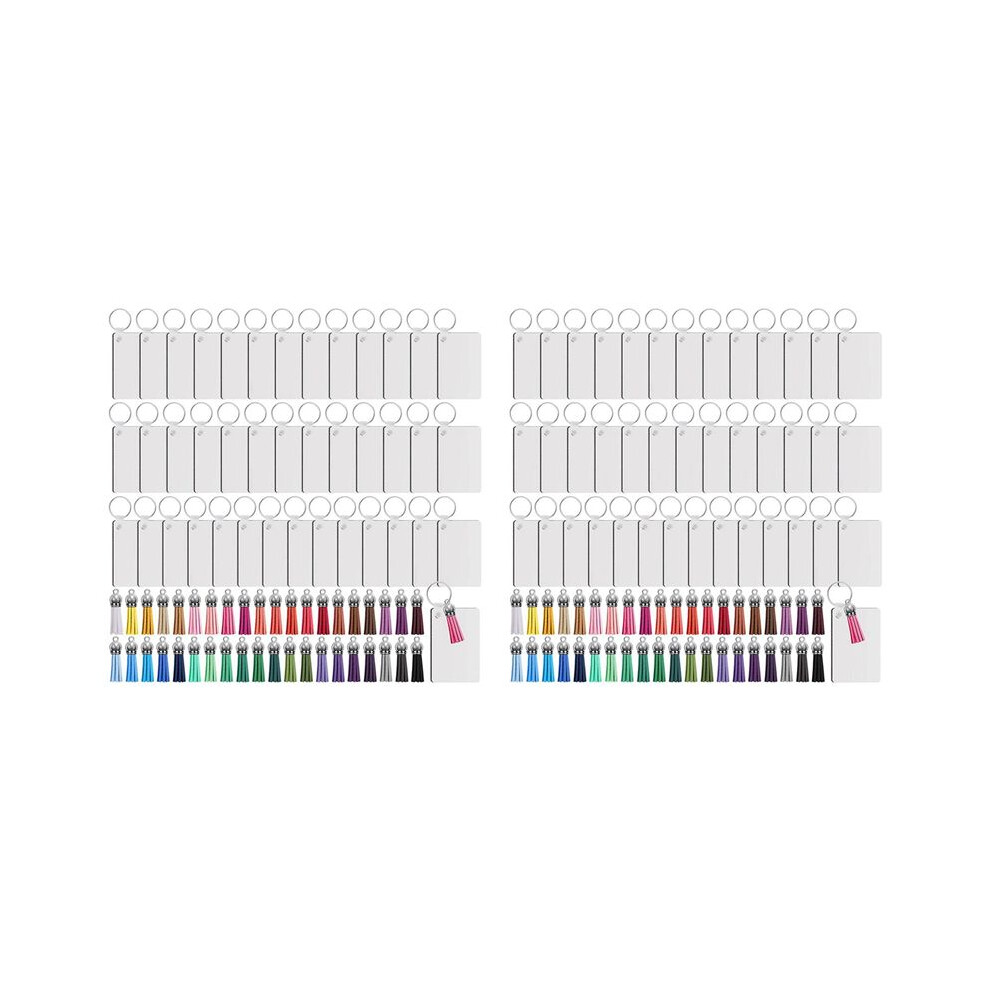 320Pcs Sublimation Keychain Blanks Set Key Rings Sublimation Blanks Heat Transfer Keychain Tassels Blank-Rectangle 6032724629995