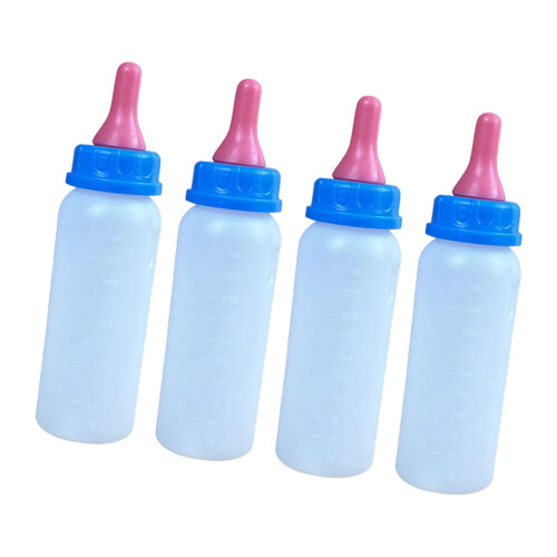4PCS Pet Feeding Bottle With Long Spouts For-Red pacifier 250