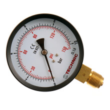 Pneumatik Hydraulik Manometer 1/2" 0-10 bar 100 mm lavere