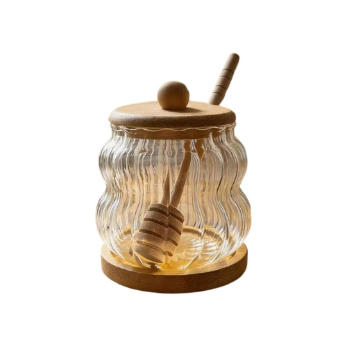 Clear Honeys Jar Shatterproof High-Vertical lines 330ml