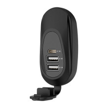 3 Port 2xUSB-A+USB-C Charging Socket Car Charger Outlet for Car Truck Boat RV Motorcycle Marine Panel Mount Adapter