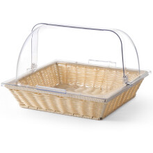 Polyrattan brødkurv med låg ROLLTOP GN2/3 højde 245mm - Hendi 426968