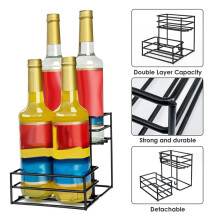 Coffee Syrup Rack (4 Bottle Capacity),Coffee Syrup Organizer for Coffee Bar,Kitchen.Small Wine Rack for Bar,Family