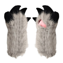 Gant à griffes de chats en peluche, combinaison de-Gris noir