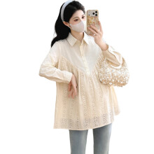 Haut de grossesse brodé Simple mais élégant, chemise à-Abricot M