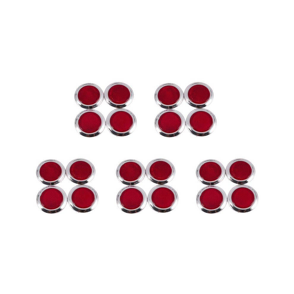 20 Pcs Auto Car Plastic Round Reflective Reflector Sticker Red 6031176108973