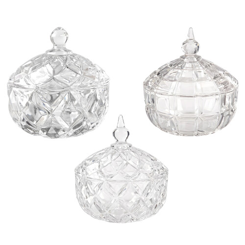 Modern Clear Glass Crystal Candy Dish With Lid Decorative-B 1